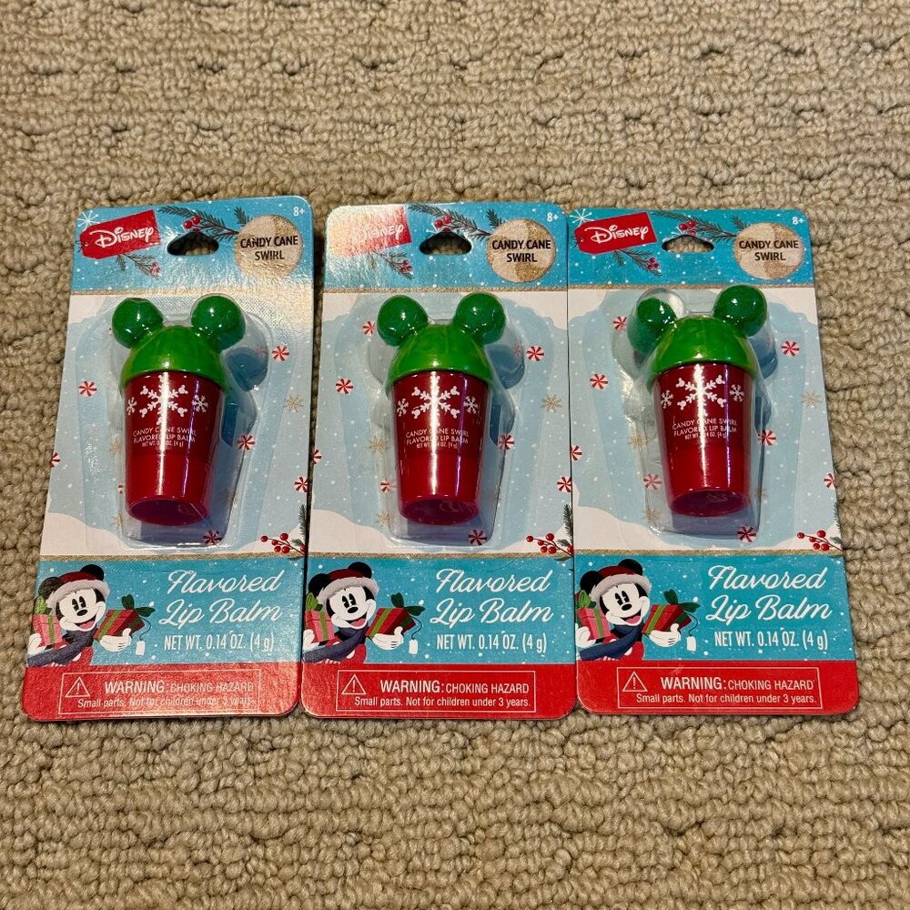 3 Disney Lip Balm Candy Cane Swirl